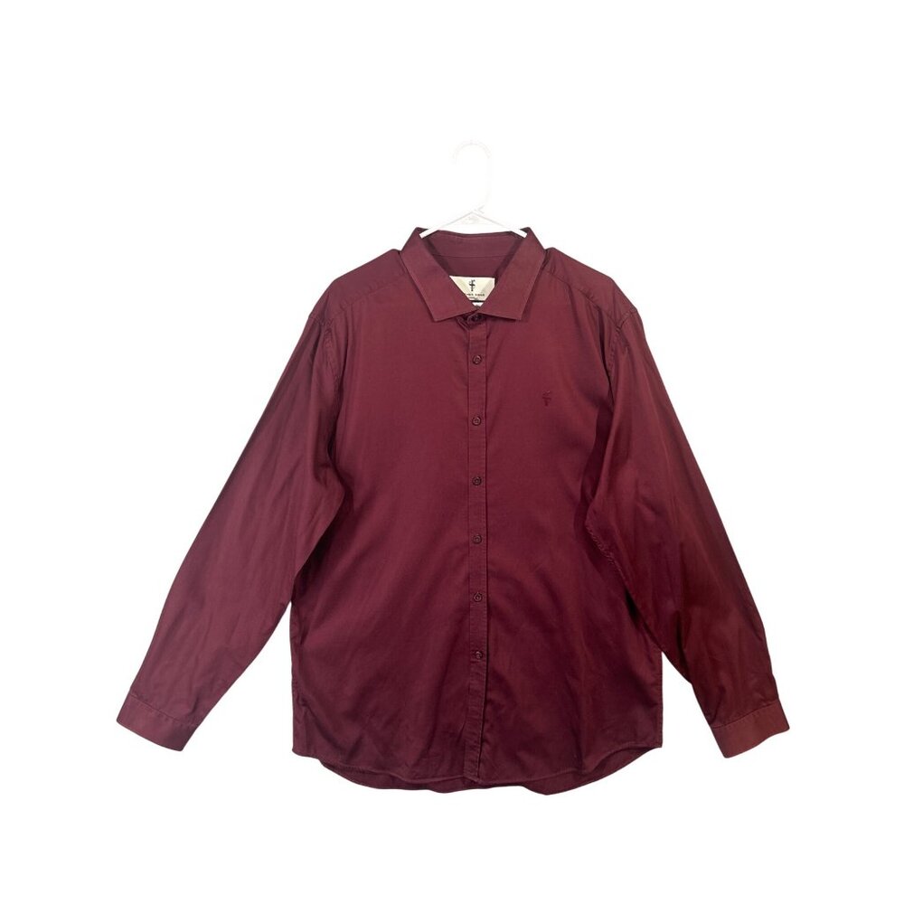 Father Sons Mens Size 3XL Egyptian Cotton Dress Shirt Burgundy Long Sleeve EUC